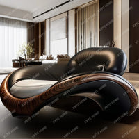 Living room leather ingot chair Italian minimalist villa large flat floor light luxury villa new Chinese modern single sofa