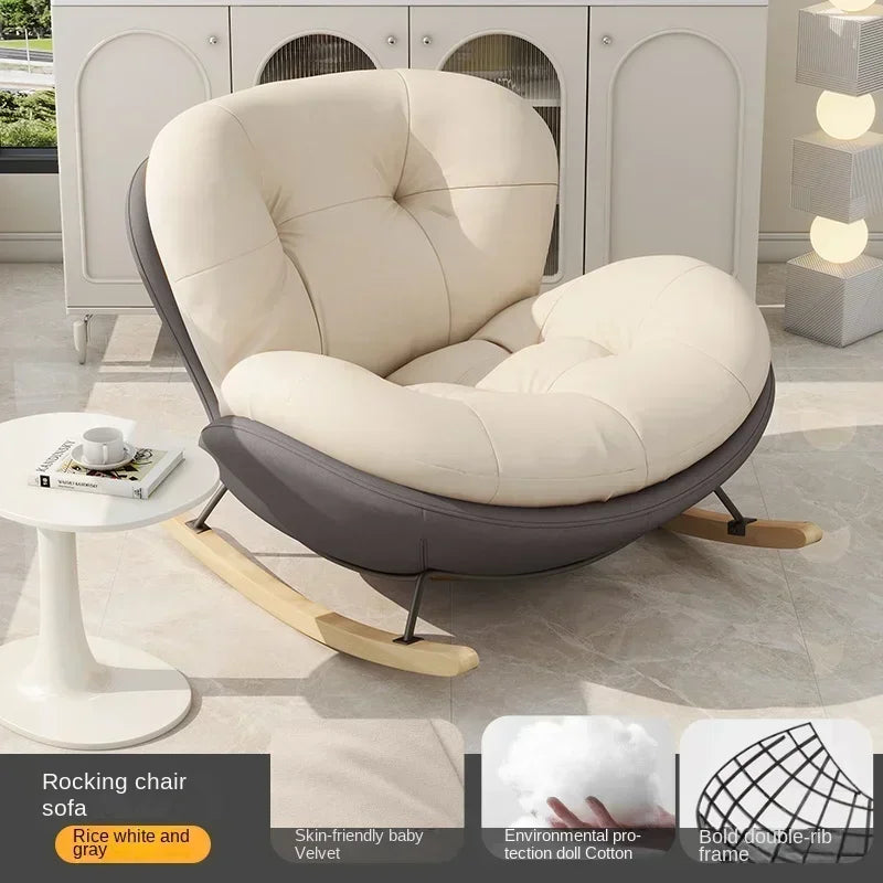 Cozy Snail Wooden Rocking Chair for Balcony and Living Room Lazy Large Rocking Sofa Chair for Leisure Time in Living Room