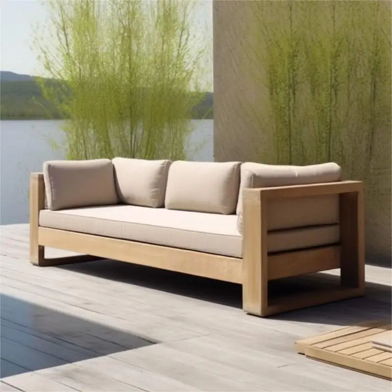 Hotselling All Weather Patio Garden Furniture Hotel Pool Sofa Set Outdoor teak Wood Sofa