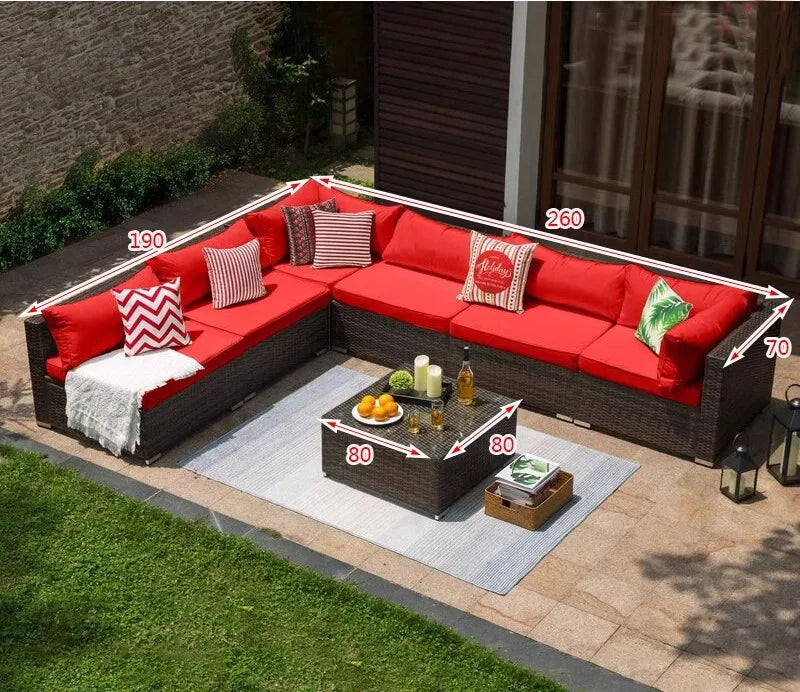 Outdoor sofa combination courtyard garden balcony rattan table and chairs terrace waterproof and sun protection outdoor