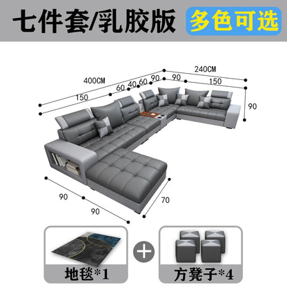 New nano three-proof latex leave-in technology fabric sofa living room size modern fully furnished furniture combination
