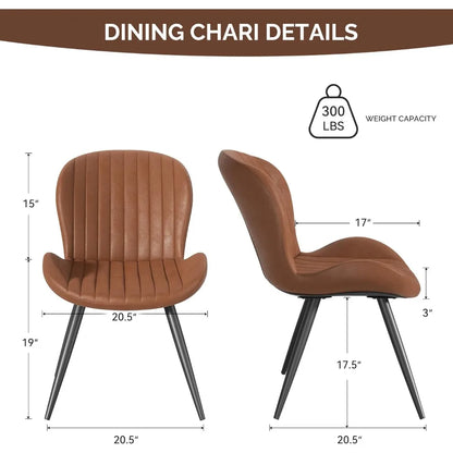 Dining Chairs Set of 6, Modern Dining Room Chairs Comfy Backrest Thick Upholstered Kitchen Chairs 19IN Height with Metal Legs