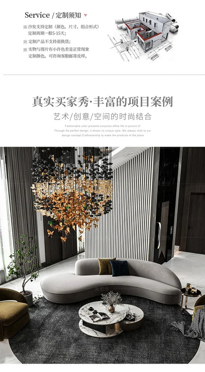 yA38 Modern simple light luxury curved fabric sofa, reception negotiation hall beauty salon semicircular combination