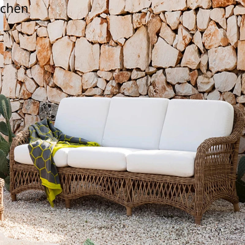 HXL outdoor sofa balcony rattan chair garden waterproof aluminum alloy outdoor terrace casual rattan sofa chair