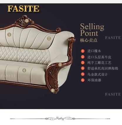European leather sofa first floor living room villa luxury ebony small apartment
