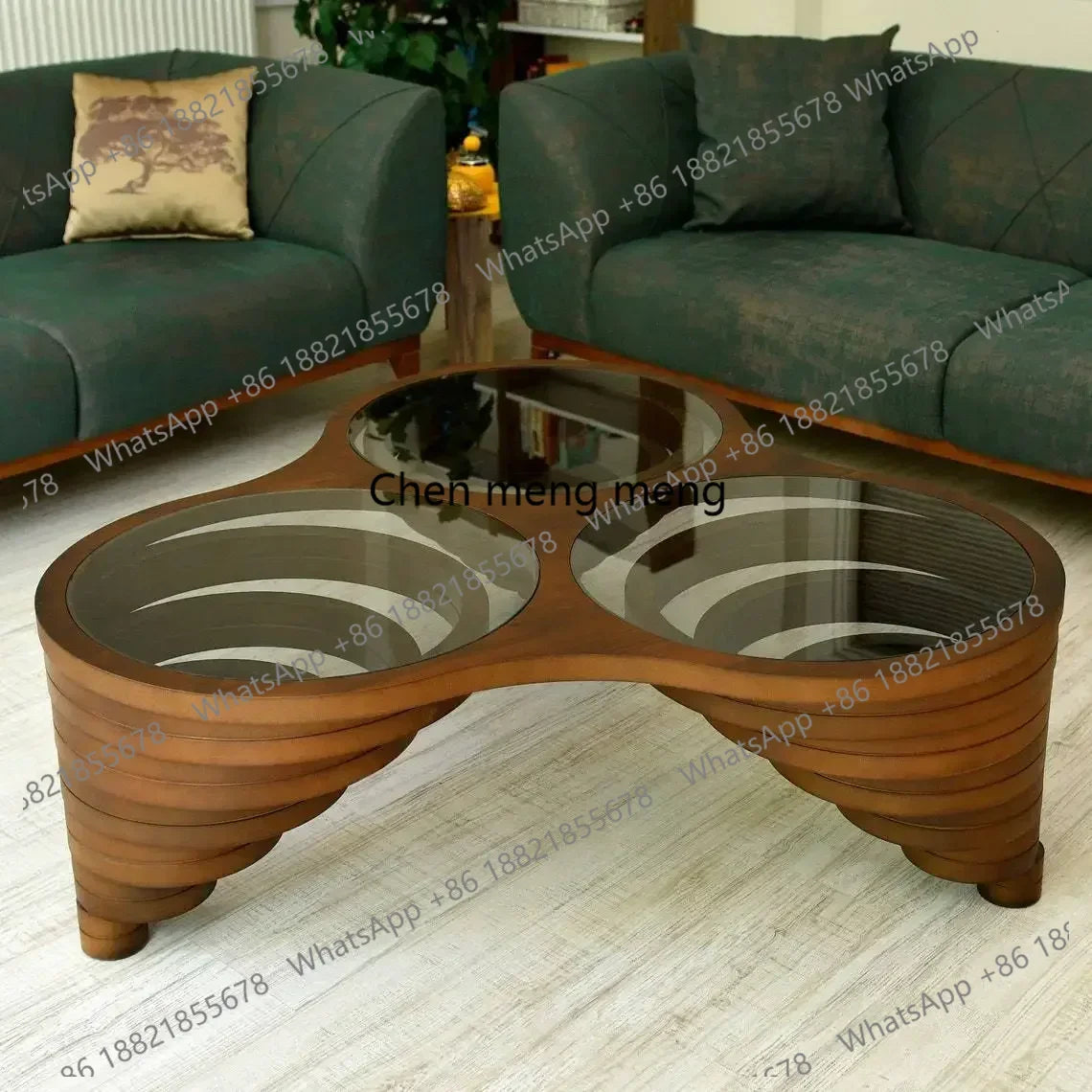 Meubles de salon en noyer naturel, table basse moderne faite à la main, menuiserie, décoration de bord solide