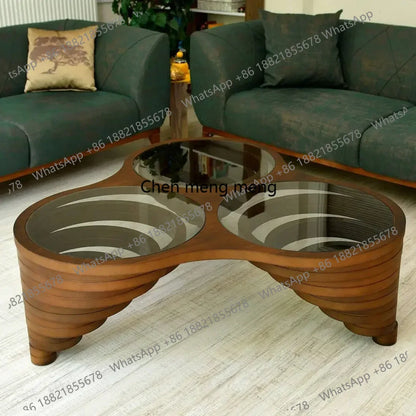 Meubles de salon en noyer naturel, table basse moderne faite à la main, menuiserie, décoration de bord solide
