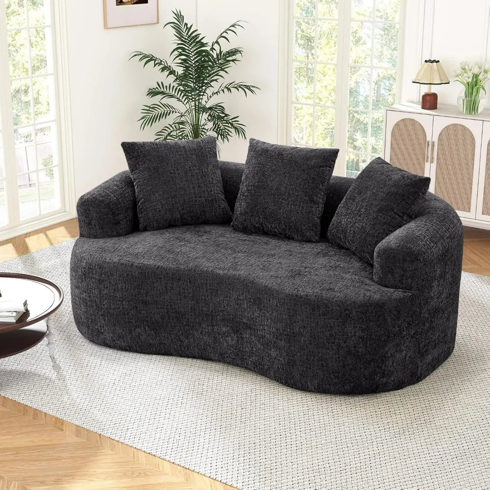 Modern Cloud-Inspired Chenille Loveseat with Pocket Springs and Memory Foam for Small Spaces: Plush and Comfortable Curved Secti