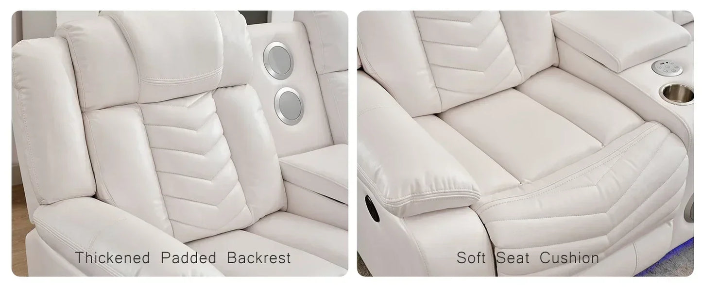 QAZ8-Power Recliner Sectional Sofa Couches with Bass Speakers Living Room.Leather Reclining Corner Sectionals Sofa Couch Sets wi