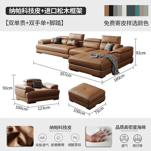 European Living Room Sofa Genuine Leather Sectional Corner Sofas Modular Luxury Sofa Sala De Estar De Luxo Modern Furniture