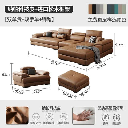 European Living Room Sofa Genuine Leather Sectional Corner Sofas Modular Luxury Sofa Sala De Estar De Luxo Modern Furniture