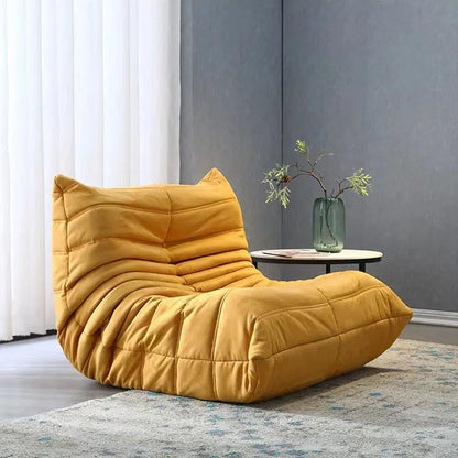 Single sofa living room bedroom lazy fabric leather leisure chair small apartment cream wind