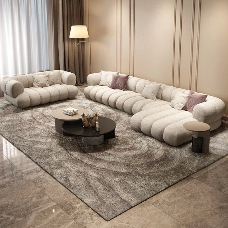 Living room cloud fabric sofa size apartment