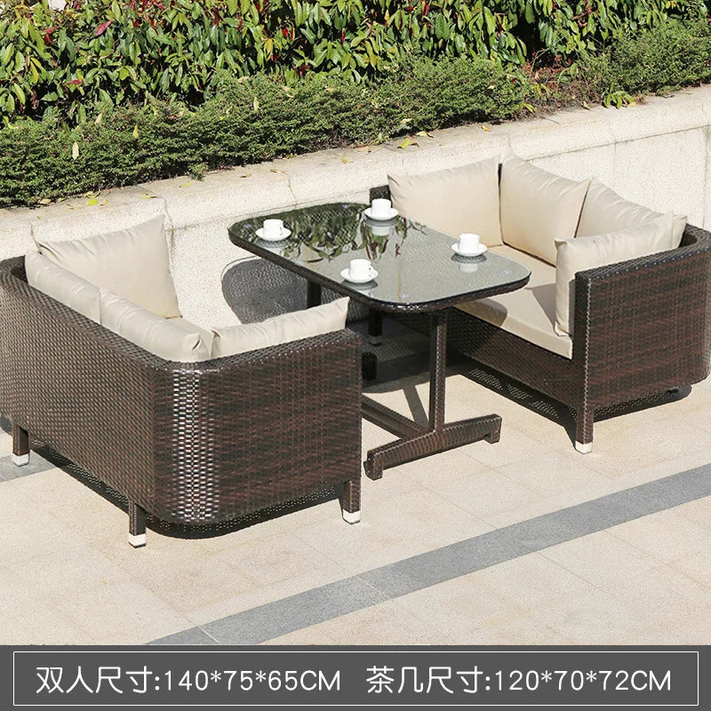 Rattan woven sofa combination terrace leisure outdoor rattan furniture garden courtyard waterproof