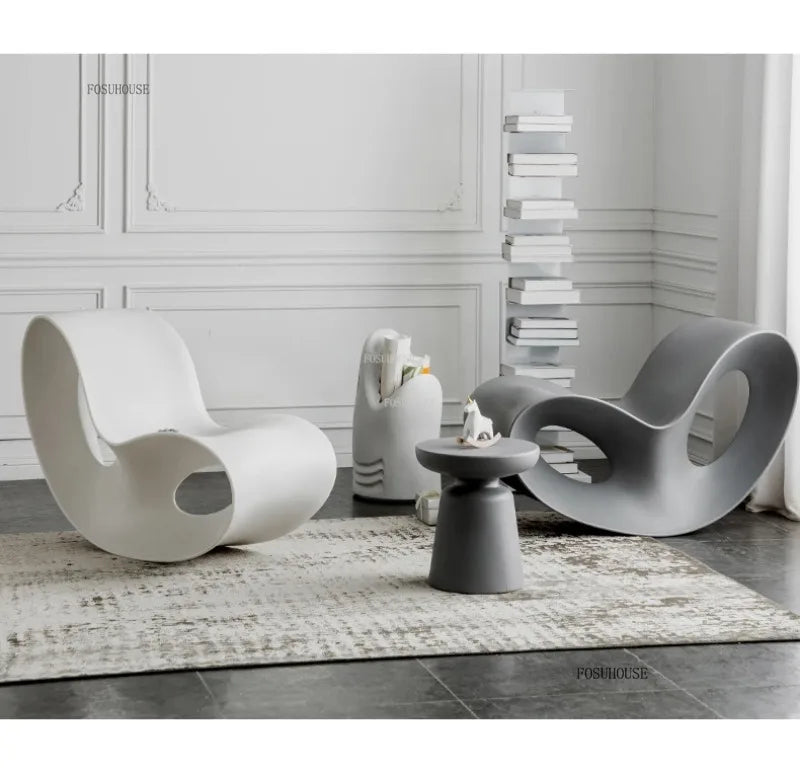 European Plastic Living Room Chairs Creative Rocking Chair Living Room Furniture Lazy Single Sofa Chair Designer Lounge Chair