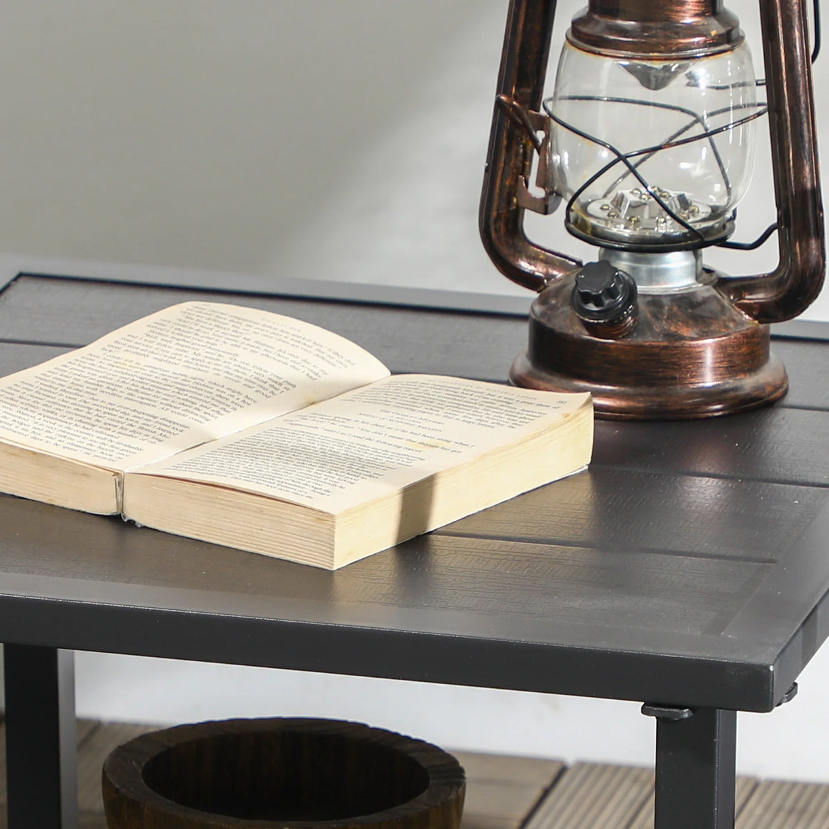 3 Piece Outdoor Rocking Chair Set W/ Cushions, Wicker Bistro Set, Dark Blue