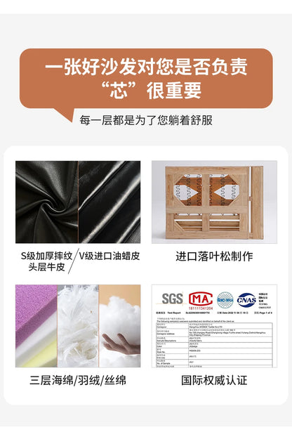 Adults Sleep Living Room Couch European Brown Villa Modular Corner Sectional Sofa Double Lounge Leather Canape Salon Furniture