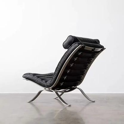Designer Ari Chair Full Leather Leisure Light Luxury Simple Medieval Back Chair Stainless Steel Reclining Chair
