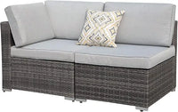 2-piece courtyard furniture set, outdoor segmented sofa, all-weather gray PE rattan conversation set, outdoor sofa