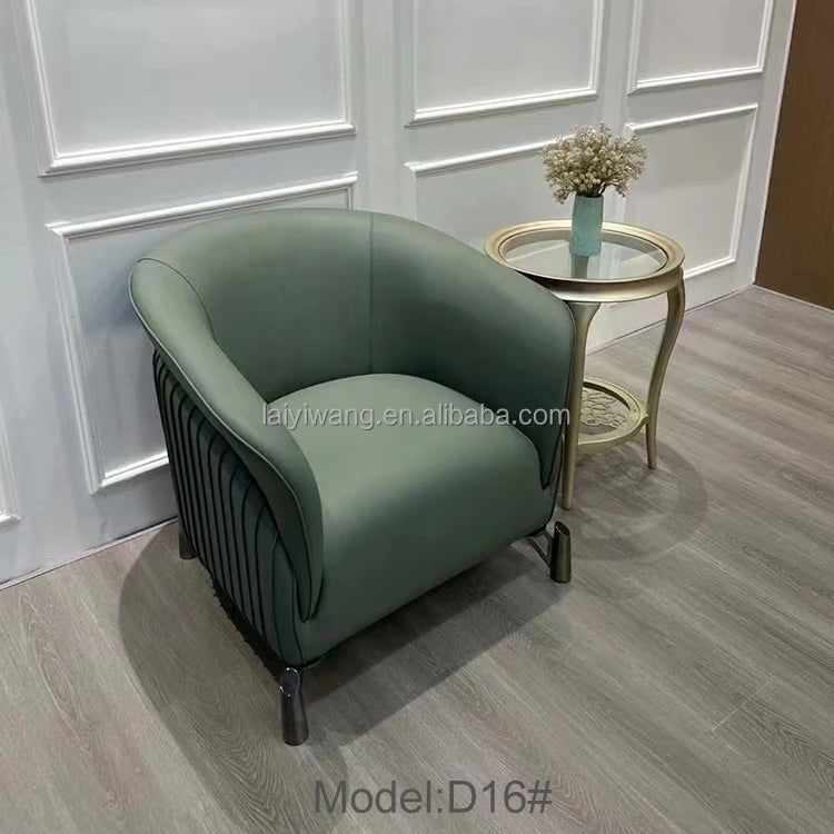 Italian style living room small chairs office and guest rooms single sofa chairs rotatable genuine leather leisure chairs
