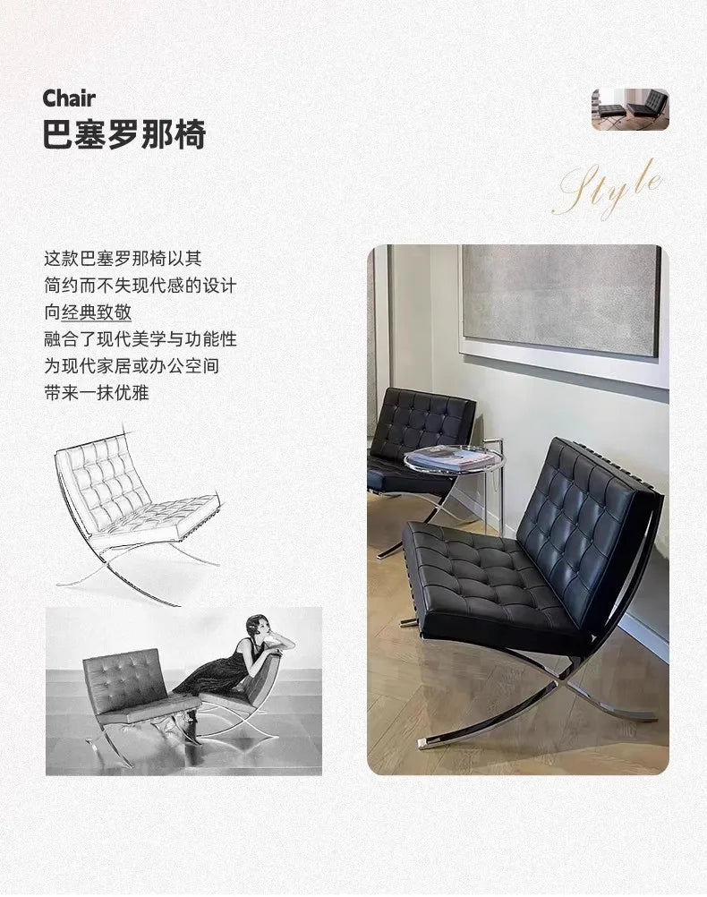 Comfortable Ergonomic Living Room Chair with Genuine Leather Backrest for Study, Cafe, and Gaming Use