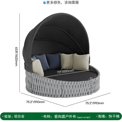 Outdoor Rattan Aluminum Alloy Lounge Bed Leisure Hotel Beach Open-Air Sofa Recliner Set