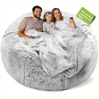 Soft Fluffy Velvet Bean Bag Chair Cover, Washable 6ft Round for Adults Living Room Bedroom