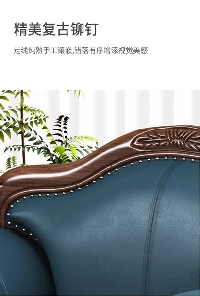 Customizable American Country Vintage Log Leather Sofa