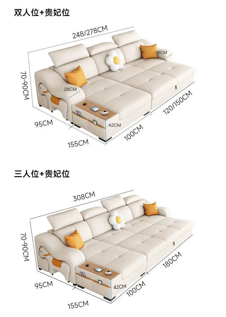 custom. [Official Genuine] Yisheng Scratch Leather Sofa Bed Dual-use Foldable Multifunctional Small Apartment Livin