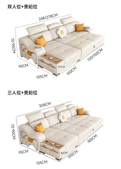 custom. [Official Genuine] Yisheng Scratch Leather Sofa Bed Dual-use Foldable Multifunctional Small Apartment Livin