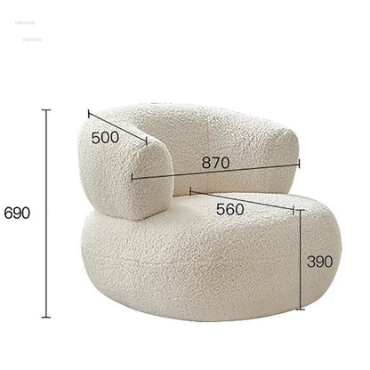 Nordic Designer Fabric Living Room Chairs Leisure Backrest Armchairs Bedroom Lambswool Luxury Single Sofa for Home Furniture