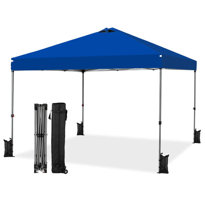 JHK 10x10ft One Push Setup Pop Up Canopy Tent Portable Outdoor Sun Shelter for Beach Events Camping with Rolling Carry Bag