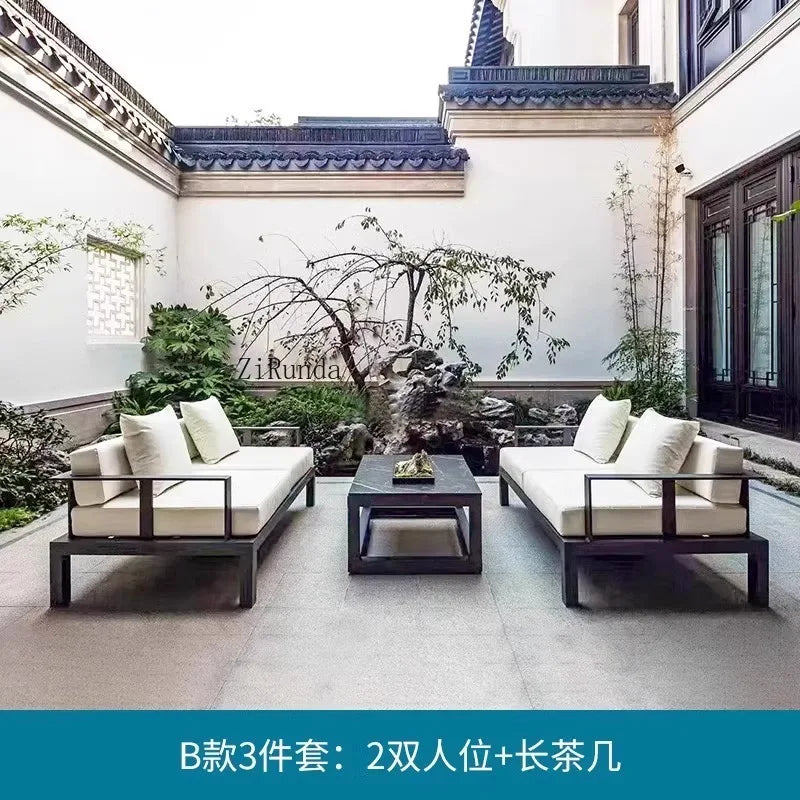 Outdoor sofa aluminum alloy outdoor waterproof sunscreen leisure sofa chair