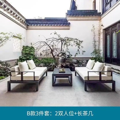 Outdoor sofa aluminum alloy outdoor waterproof sunscreen leisure sofa chair