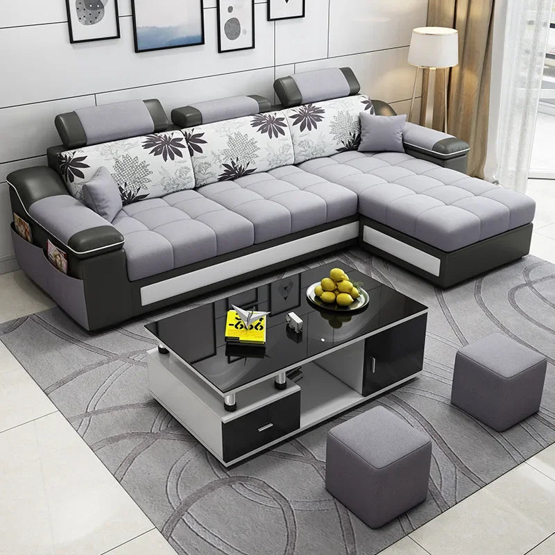 Leather sofa, simple and modern small apartment sofa, three people in the living room
