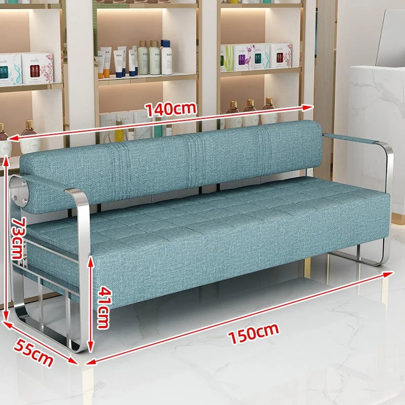 Famous Hair Salon Area Bench Hair Salon Waiting Light Luxury Stainless Steel Bar Sofa