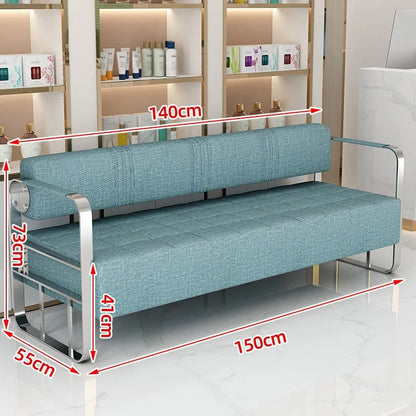 Famous Hair Salon Area Bench Hair Salon Waiting Light Luxury Stainless Steel Bar Sofa