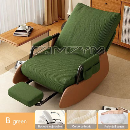 Folding Reclining Chair for Adults Lazy Sofa Office Nap Chair Balcony Household Rocking Chair Comfortable Lunch Break Seat