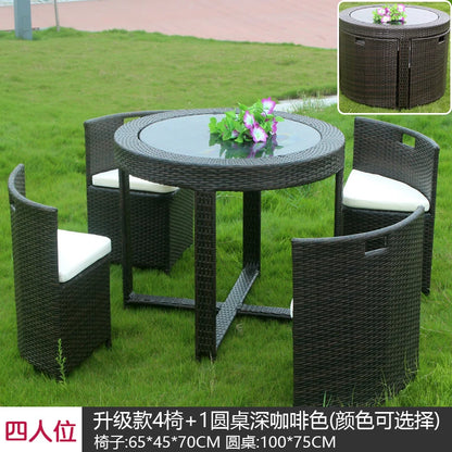 Outdoor leisure courtyard rattan chair five-piece combination outdoor villa open-air balcony creative storage home back chair