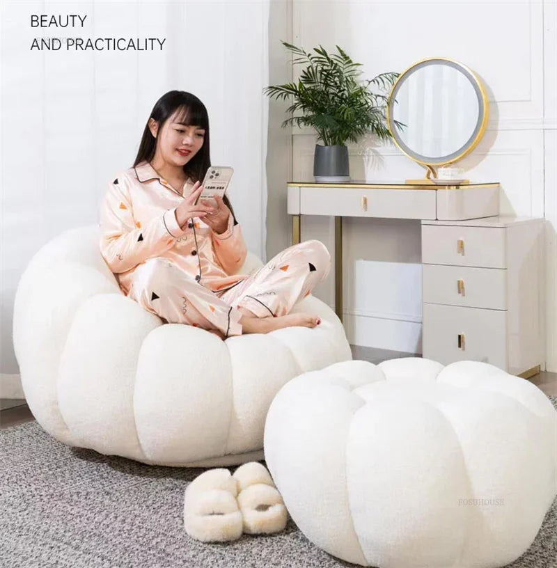 Modern Living Room Sofa Lambswool Pumpkin Sofa Chair Creative Home Balcony Swivel Lounge Chair Fitting Room Bedroom Single Sofas