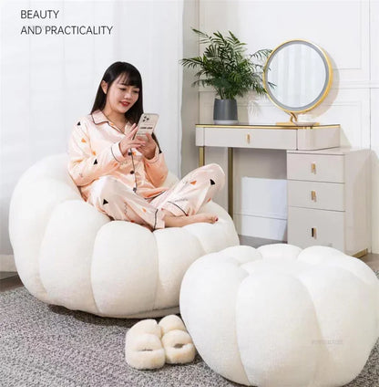 Modern Living Room Sofa Lambswool Pumpkin Sofa Chair Creative Home Balcony Swivel Lounge Chair Fitting Room Bedroom Single Sofas