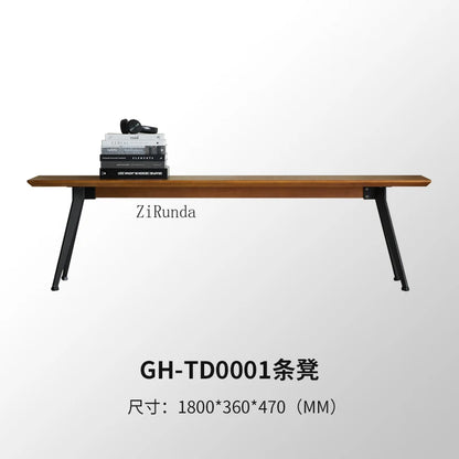 Japanese-style wabi-sabi wind all-solid wood bench light luxury household dining table living room shoe changing stool