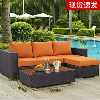 Courtyard sofa, villa, garden terrace, sun protection, waterproof, outdoor leisure rattan weaving corner