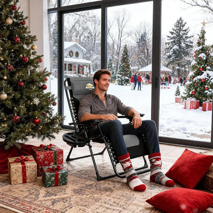 Oversized Padded Zero Gravity Lounge Chair, Foldable Patio Anti Gravity Reclining Chairs Folding Lawn Recliner