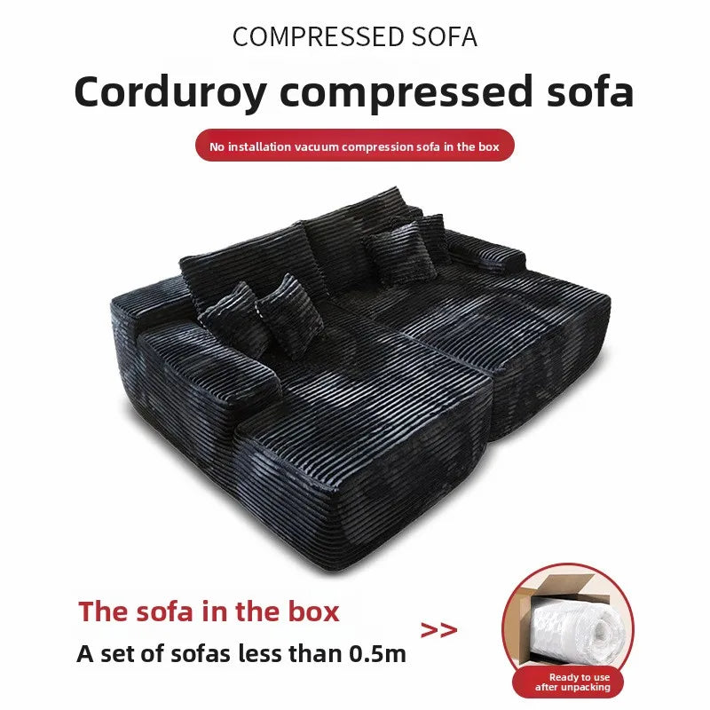 Compression sofa, simple wind sponge filling, soft large seat deep in the living room, corduroy surface, lazy recliner