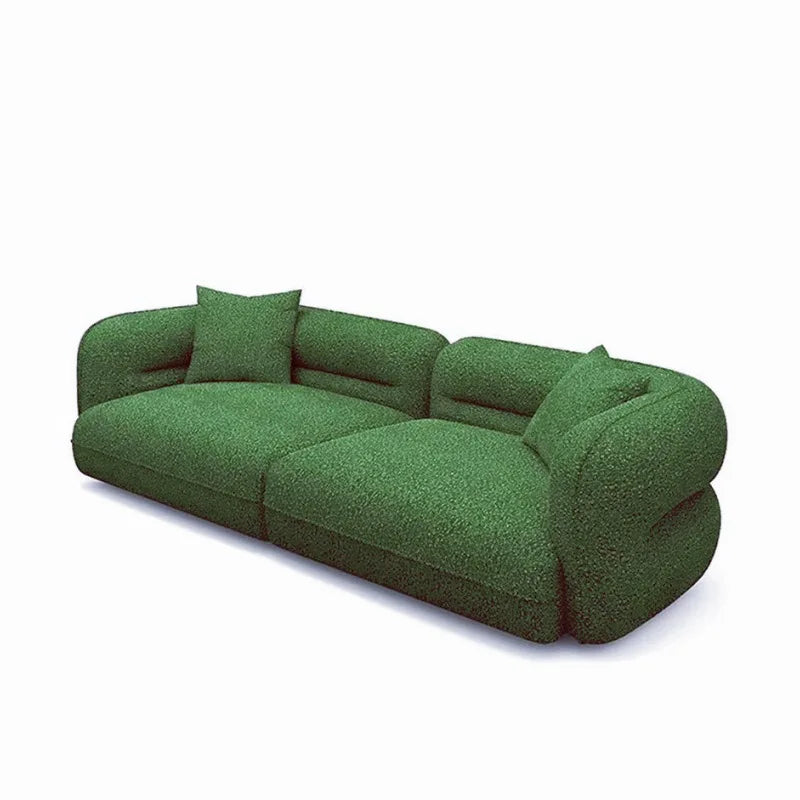 Cream style sofa, simple curved corner combination lamb wool sofa