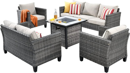 K 7-piece Outdoor Terrace Segmented Sofa Gray PE Wicker Furniture Dialogue Set Outdoor Sessions Gardens Sets Garden Patio