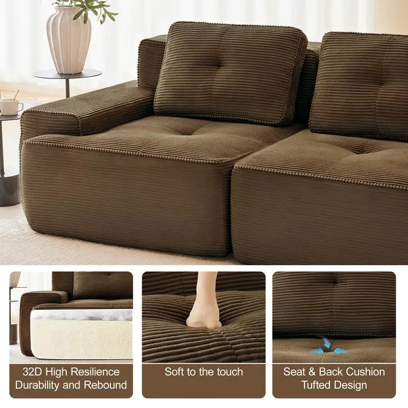 Cloud Modular Sectional Sofa with 2 Storage Ottomans 160.6