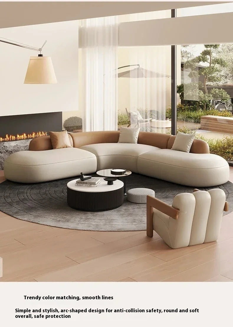 Curved Individual Living Room Sofas Corner Recliner Luxury Nordic Sofas Modern Cloud Single Floor Designer Wood Divano Furniture
