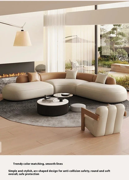 Curved Individual Living Room Sofas Corner Recliner Luxury Nordic Sofas Modern Cloud Single Floor Designer Wood Divano Furniture